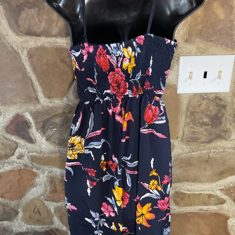 Band of Gypsies Floral Wide-Leg Jumpsuit Navy Blue Sweetheart Neckline Size M - Picture 8 of 11